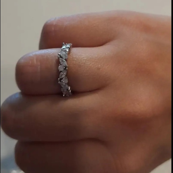 - -Beautiful Lux Petite Pear& Round Cut Lab Created Diamond Band - Picture 13 of 16